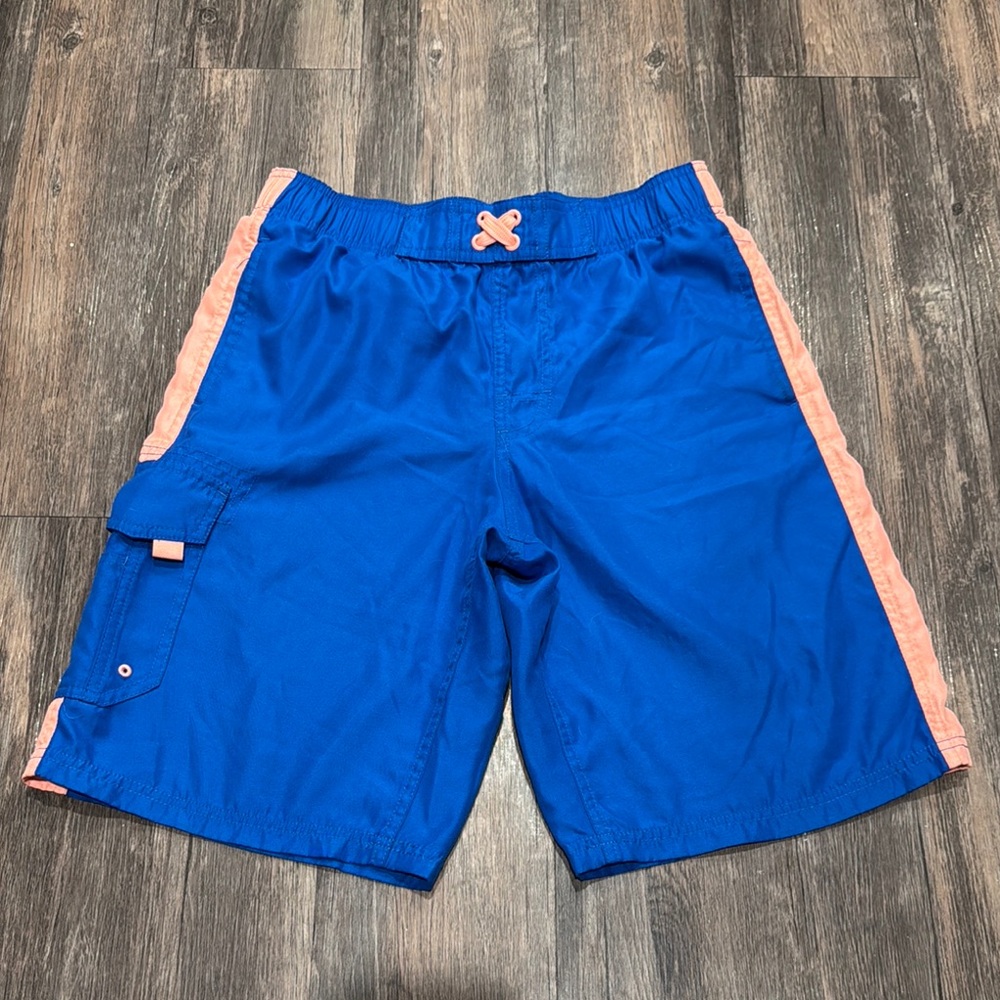 Blue and Pink Swim Shorts with Elastic Waistband